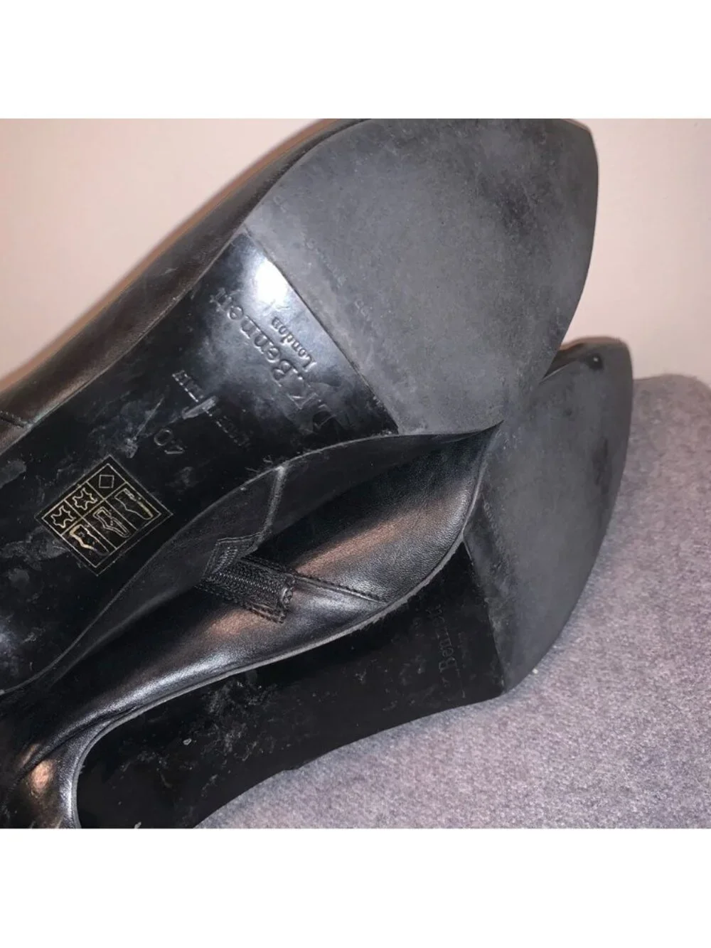 LK Bennett Black Leather Stiletto Ankle Boots 40